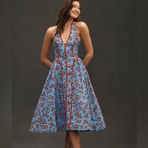 Anthropologie Halter Fit and Flare Midi Dress